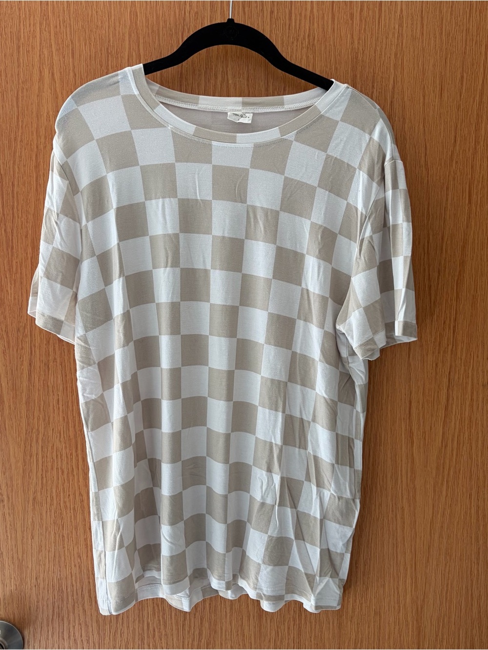 Women’s copper pearl Beige and White Checkerboard pajama set
